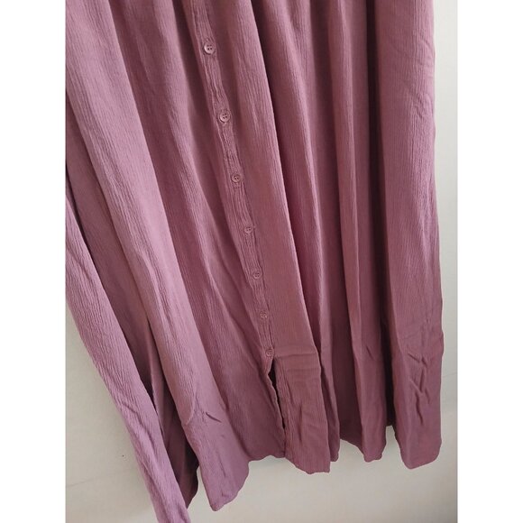 Frye Womens XL Button Front Midi Dress Pockets Mauve Cottagecore Casual Bohemian - Picture 2 of 8